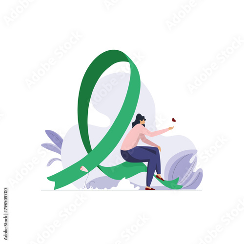 Mental Health awareness Month, Happy girl having great mental health and positive mood with nature