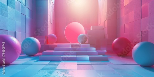 A room with pink walls and pink balls