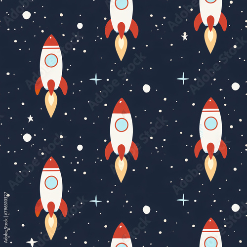 seamless pattern rocket