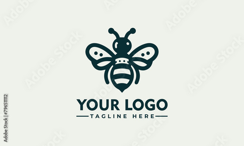 simple bee vector logo design Honey bee line art logo icon mascout design template