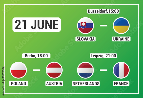 European football match schedule, June 21