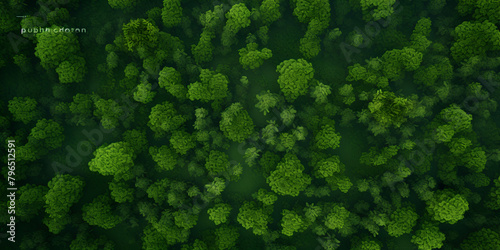 Aerial view of dark mixed pine and lush forest with green trees environment in background  photo
