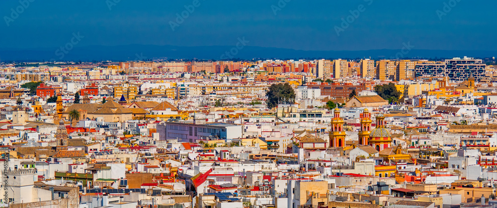 Obraz premium Seville Panoramic Cityview from Seville Cathedral, Sevilla, Andalucía, Spain, Europe