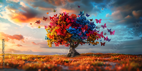 Butterfly tree beauti of nature photo