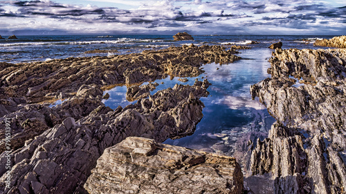 Beach of El Portizuelo, Protected Landscape of Occidental Coast of Asturias, Cantabrian Sea, Luarca, Principado de Asturias, Spain, Europe photo