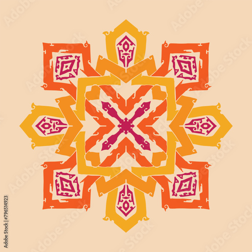 Flower seamless pattern orange tone and light orange background set 6 number 15