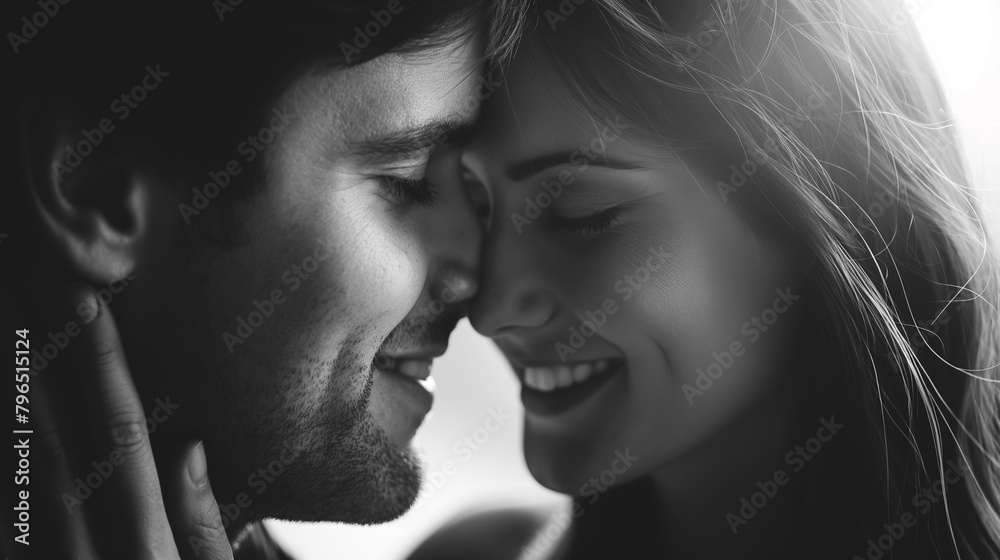 Loving couple sharing a tender moment, their faces close together. Loving couple sharing a tender moment, their faces close together.
