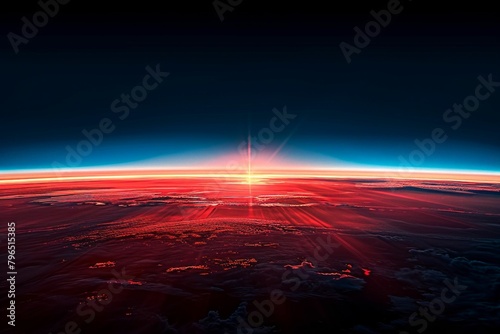 Sunrise Horizon from Space Perspective. Generative ai