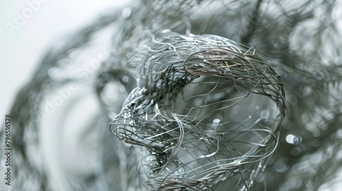 The intricate details of a magnetic wire sculpture are highlighted in a closeup shot showcasing the skill and precision required to create such delicate yet powerful artworks.