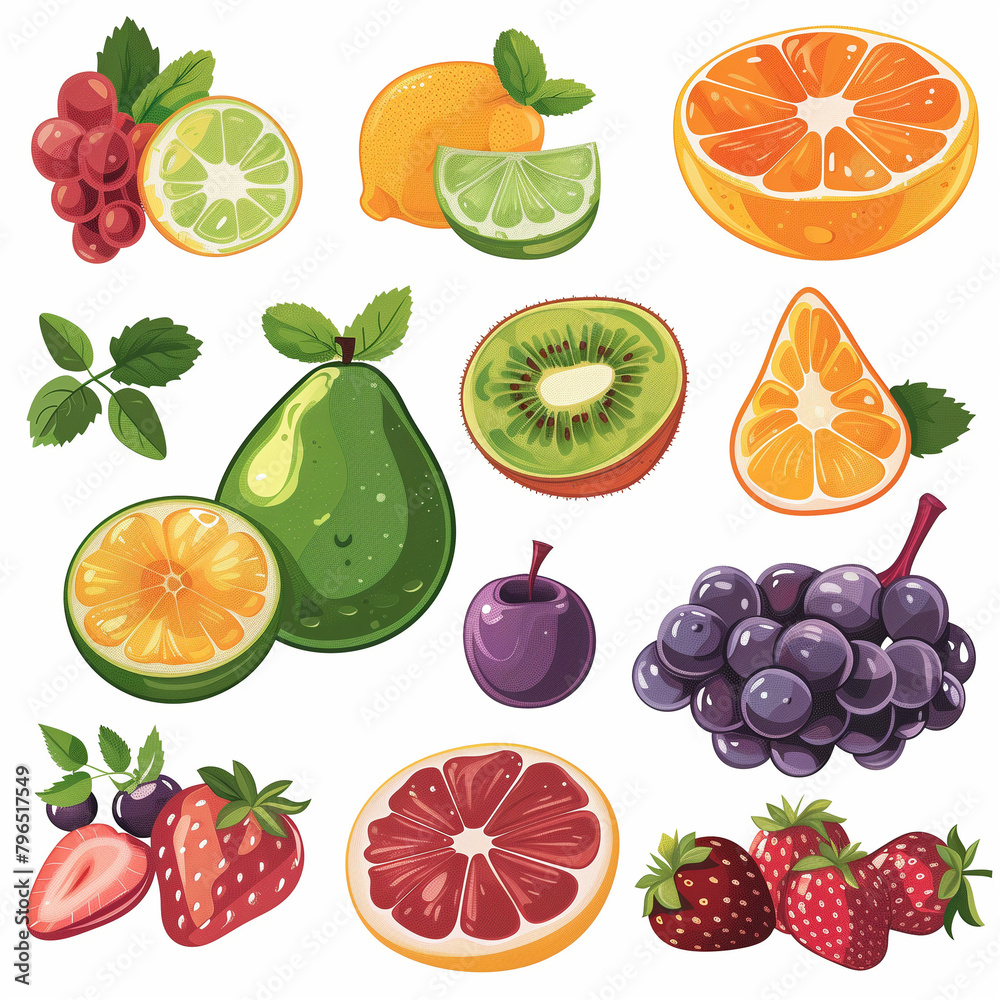A colorful collection of fresh citrus and other fruits A colorful collection of fresh citrus and other fruits
