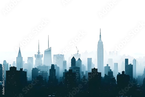 City skyline silhouette background with vast panoramic buildings in isolation. Concept Cityscape  Skyline  Silhouette  Buildings  Panoramic