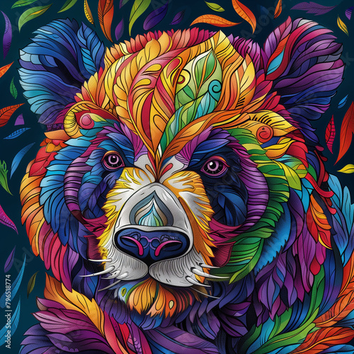 Fierce panda head illustration for design or tattoo © ak159715