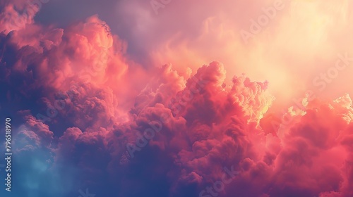 Panoramic cloudy sky with fluffy clouds perfect for design backgrounds and compositions #796518970