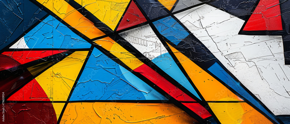 Exploring the intersection of graffiti and geometry through modern artwork, highlighting intricate patterns and sharp lines in urban settings.