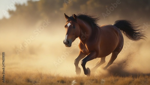 Wild horses running in the wilderness © NeatonAI