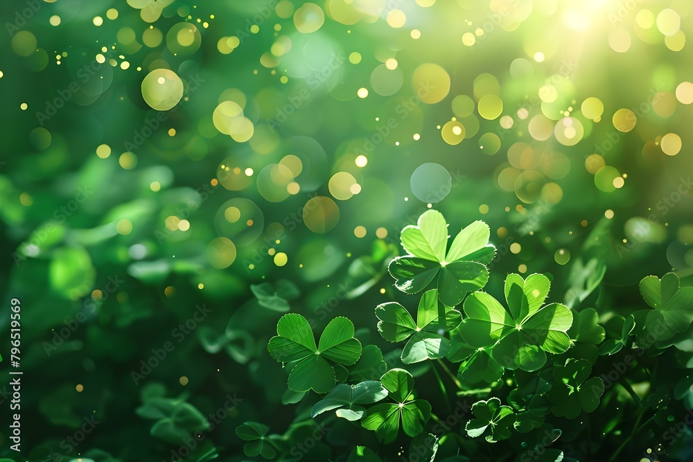 Green and Bokeh Background for St Patrick's Day Celebration. Concept St Patrick's Day, Green Background, Bokeh, Photo Shoot, Celebration