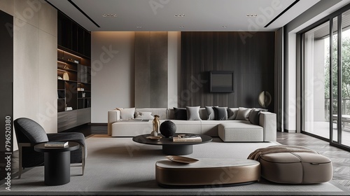 A Modern Minimalist Living Room With Aesthetically Pleasing Furnishings. 