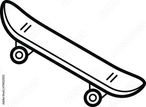 Skateboard Outline set icon Collection. Figure ice skating shoes. Vector Illustration.