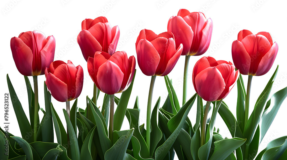 Fresh Red Tulips Over Transparent Background Fresh Red Tulips Over Transparent Background