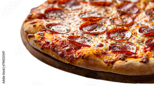  Pepperoni pizza over transparent background.