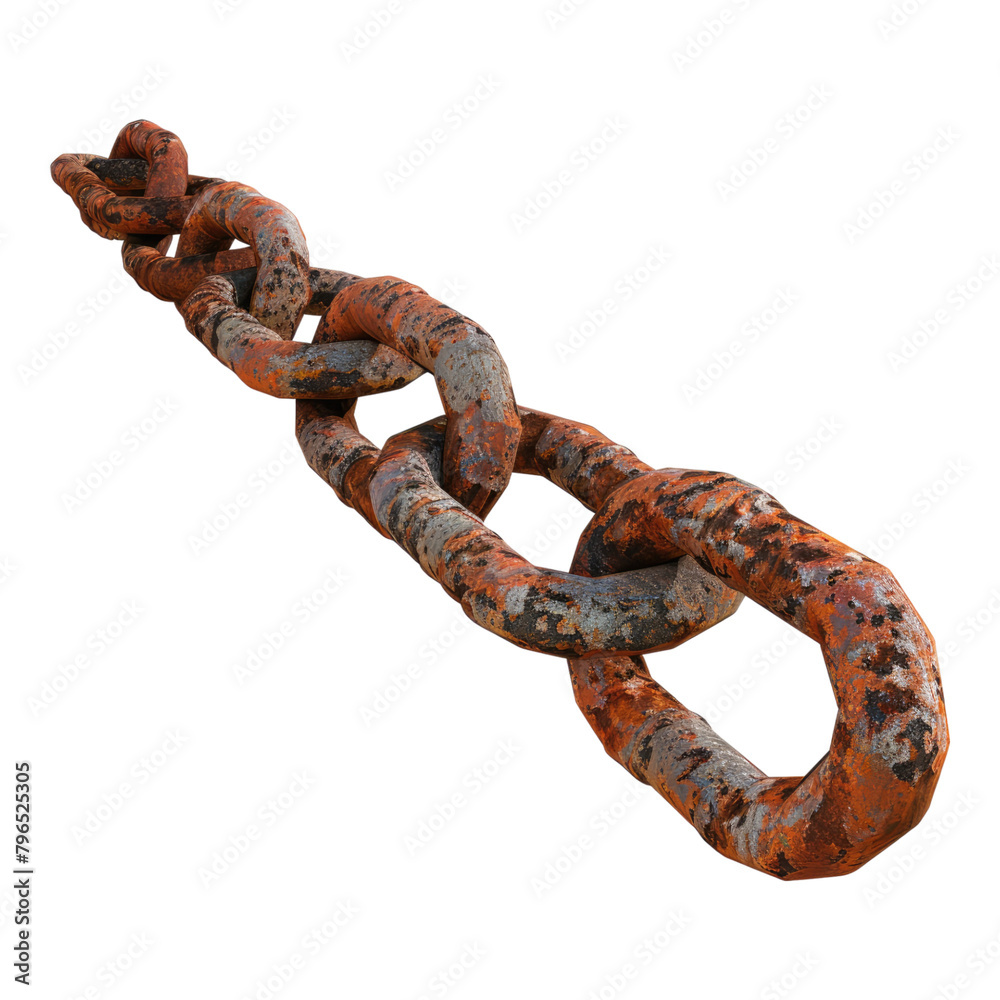 Fototapeta premium Rusted metal chain isolated on transparent background