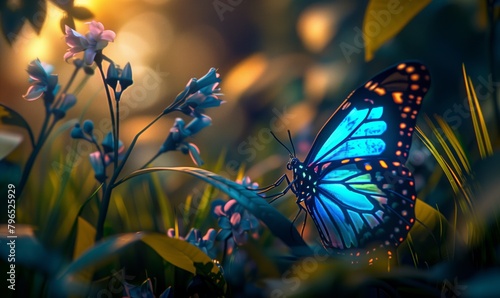 Fluttering Beauty: Captivating Butterfly Alights on Delicate Flower photo
