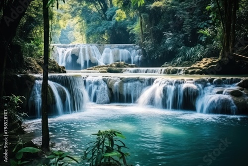 Waterfall travel in Laos outdoors tourism nature.
