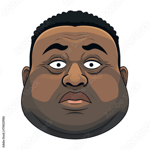 Surprised Black Man Face. Cartoon Vector
