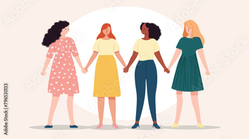 Women support each other. Four confident and strong