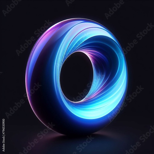  3D rendering of a glowing blue and purple torus