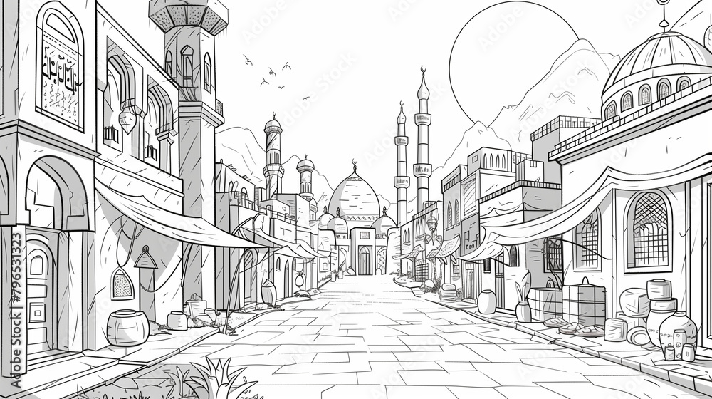 Fototapeta premium Basilica of Saint Peter and Paul Cathedral in Paris: A black and white sketch of the ancient church, blending history and architecture in the heart of the city