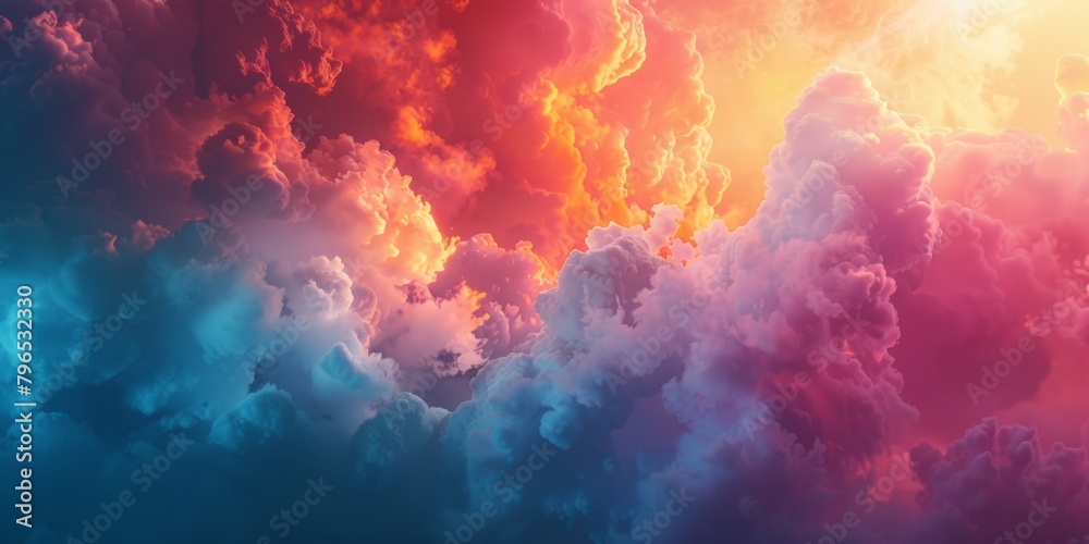 A colorful sky with clouds of different colors