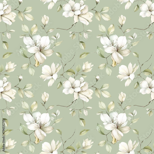 Floral green color, form natural, seamless fabric pattern.