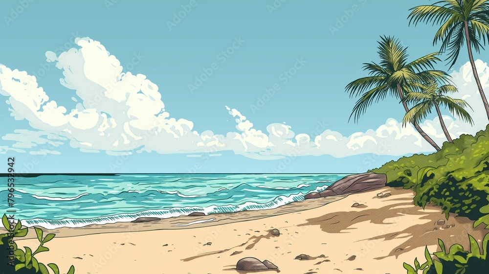A Peaceful And Iidyllic Tropical Beach Scenery.