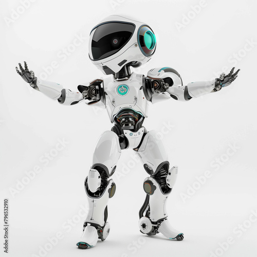 Robot on a white background. A robot that shows various gestures