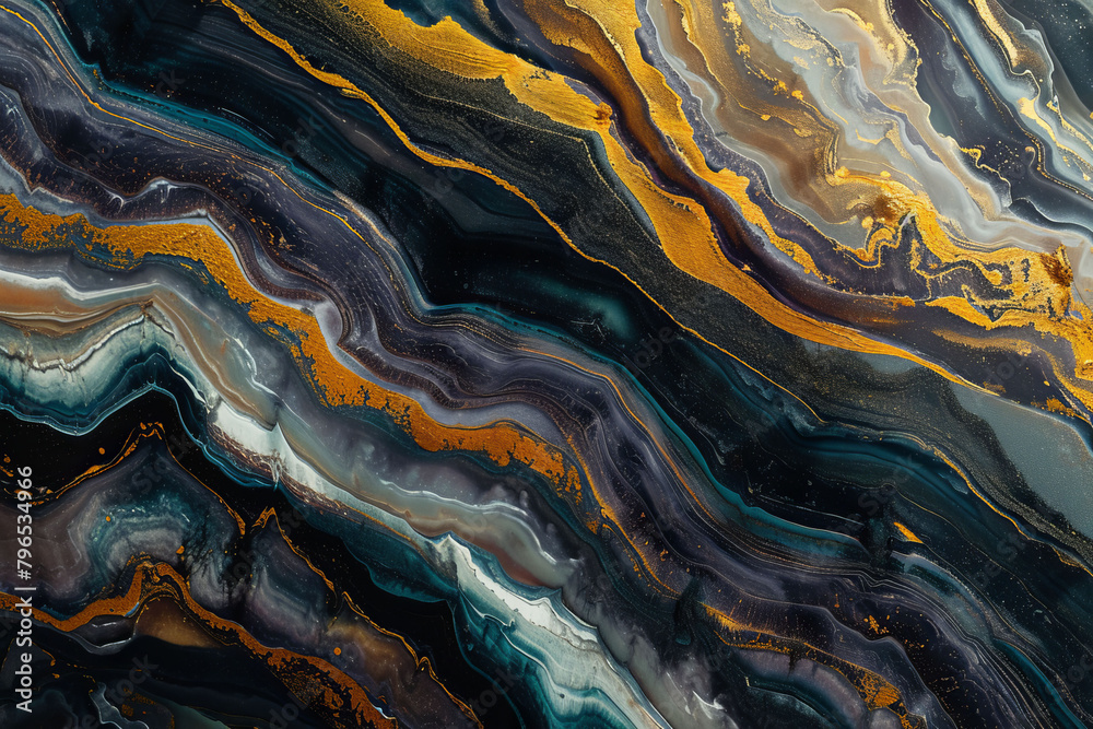 An intricate portrayal of lively and dynamic liquid marble is meticulously fashioned with swirled pigmented paint, elevated by delicate metallic accents to evoke a refined and elegant aesthetic. An intricate portrayal of lively and dynamic liquid marble is meticulously fashioned with swirled pigmented paint, elevated by delicate metallic accents to evoke a refined and elegant aesthetic.