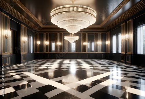 A realistic 8k art deco ballroom with a glossy che (19) photo