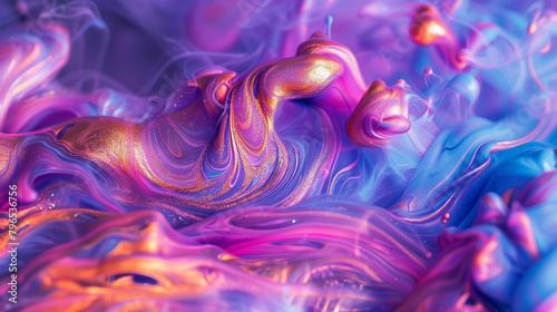 Swirls of metallic ink paint shimmer and dance, creating a dynamic background of abstract color that sparkles with a touch of magic and mystery.