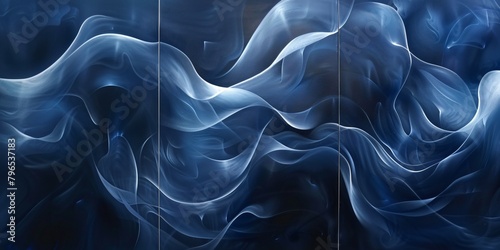 Dark blue abstract elegance spanning three panels for a continuous and cohesive look photo
