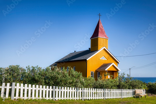 The Church in the Peaceful Village of Skallelv in Vadso, on the Varanger Peninsula in Finnmark, Norway