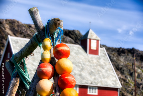 Buoys on a Rack Near the Church at Hamningberg, Finnmark, Norway