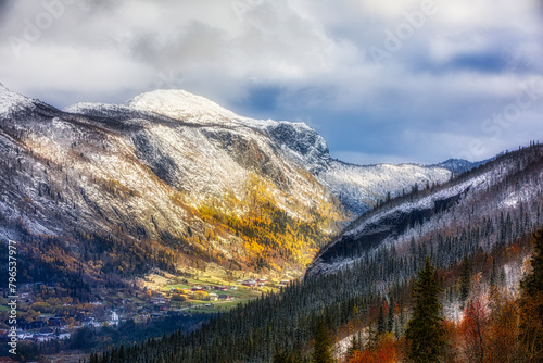 Autumn in the Valley of Hemsedal, Norway, Looking South-East from the Famous Alpine Resort