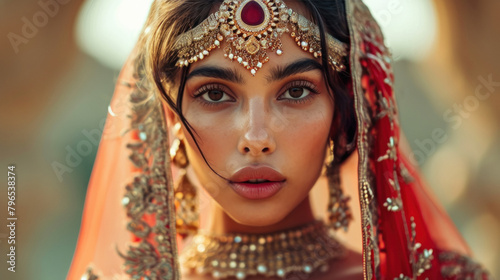 indian female fashionable model with jewelery