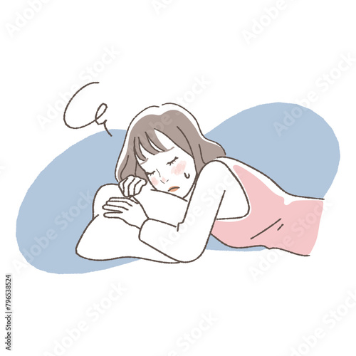 Illustration of a woman lying down with morning sickness.
