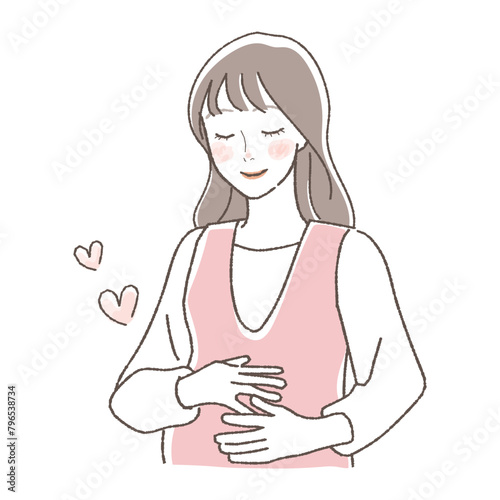 Illustration of a pregnant woman stroking her stomach.
