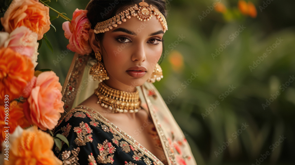 Fototapeta premium indian female fashionable model with jewelery