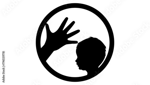 Child abuse , black isolated silhouette