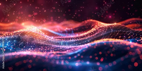 A colorful  abstract image of a wave with a lot of sparkles