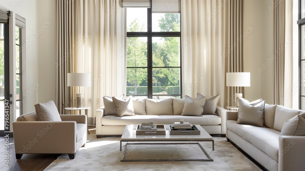 Fototapeta premium Keep window treatments simple with clean lines and neutral colors.