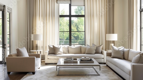 Keep window treatments simple with clean lines and neutral colors.